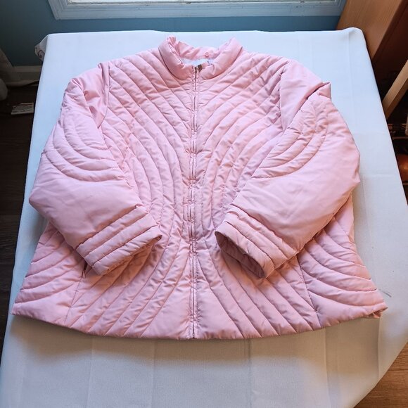 Womens Plus Size Venezia Pale Pink Puffer Winter Coat‎ Zipper Pockets - Picture 1 of 10